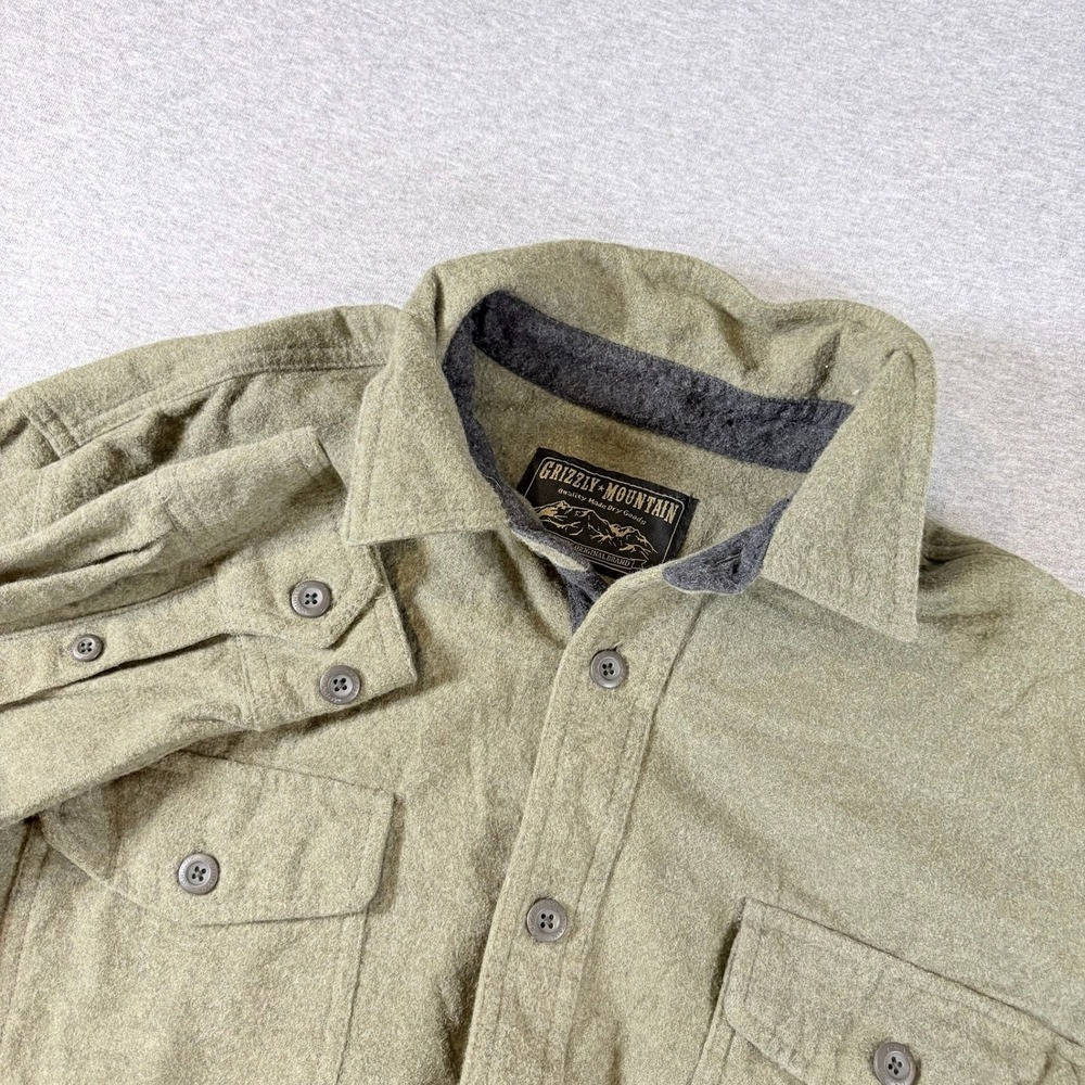 Grizzly Mountain Flannel Shirt Mens XL Green Heavyweight Cotton Button Down